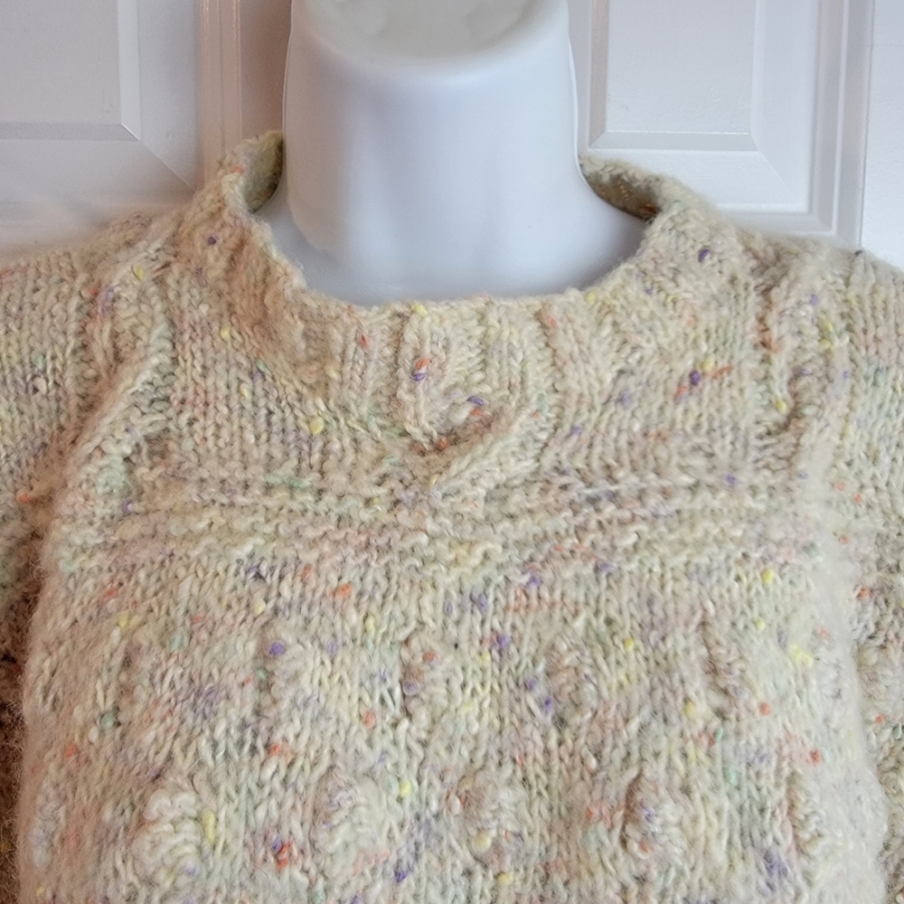 Hand Knitted Pastel Speckled Cozy Sweater XL - Picture 5 of 13